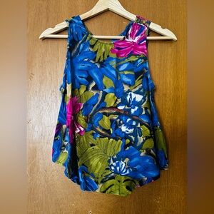 Vintage tropical print tank